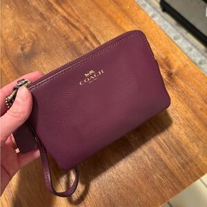 Coach Plum Leather Wristlet